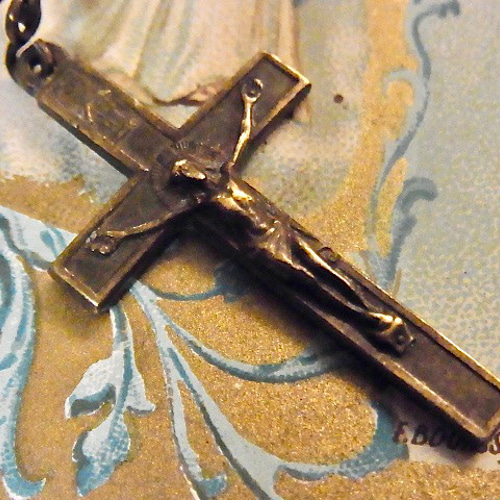 フランス アンティーク オパーリン ビーズ ロザリオ リメイク