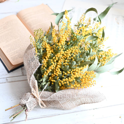 ドライフラワーの春ミモザ＊スワッグブーケ＊リボン選べます 35-40