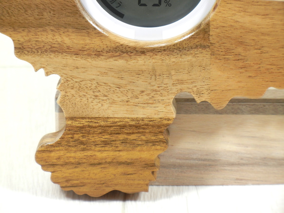 デジタル温・湿度計（時計付）マルチーズ【木製（アカシア集成材）】（置き・掛け兼用） 15枚目の画像