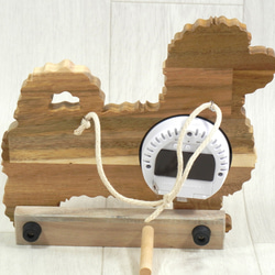 デジタル温・湿度計（時計付）マルチーズ【木製（アカシア集成材）】（置き・掛け兼用） 2枚目の画像