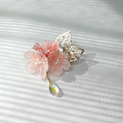 【薄桜クリップ】正絹つまみ細工の桜ヘアクリップ 2枚目の画像