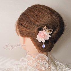 【薄桜クリップ】正絹つまみ細工の桜ヘアクリップ 1枚目の画像