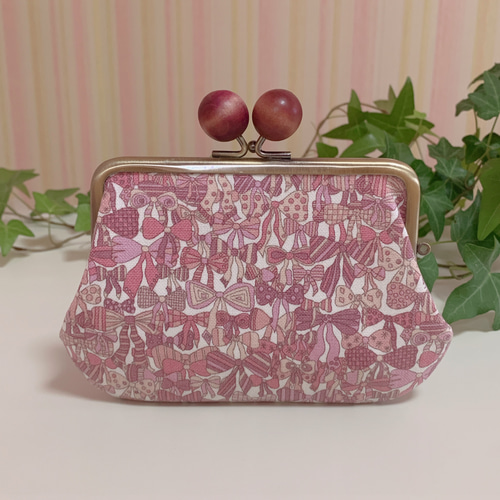 リバティリボン柄の可愛い親子がま口財布 がま口 苺洋服店 通販