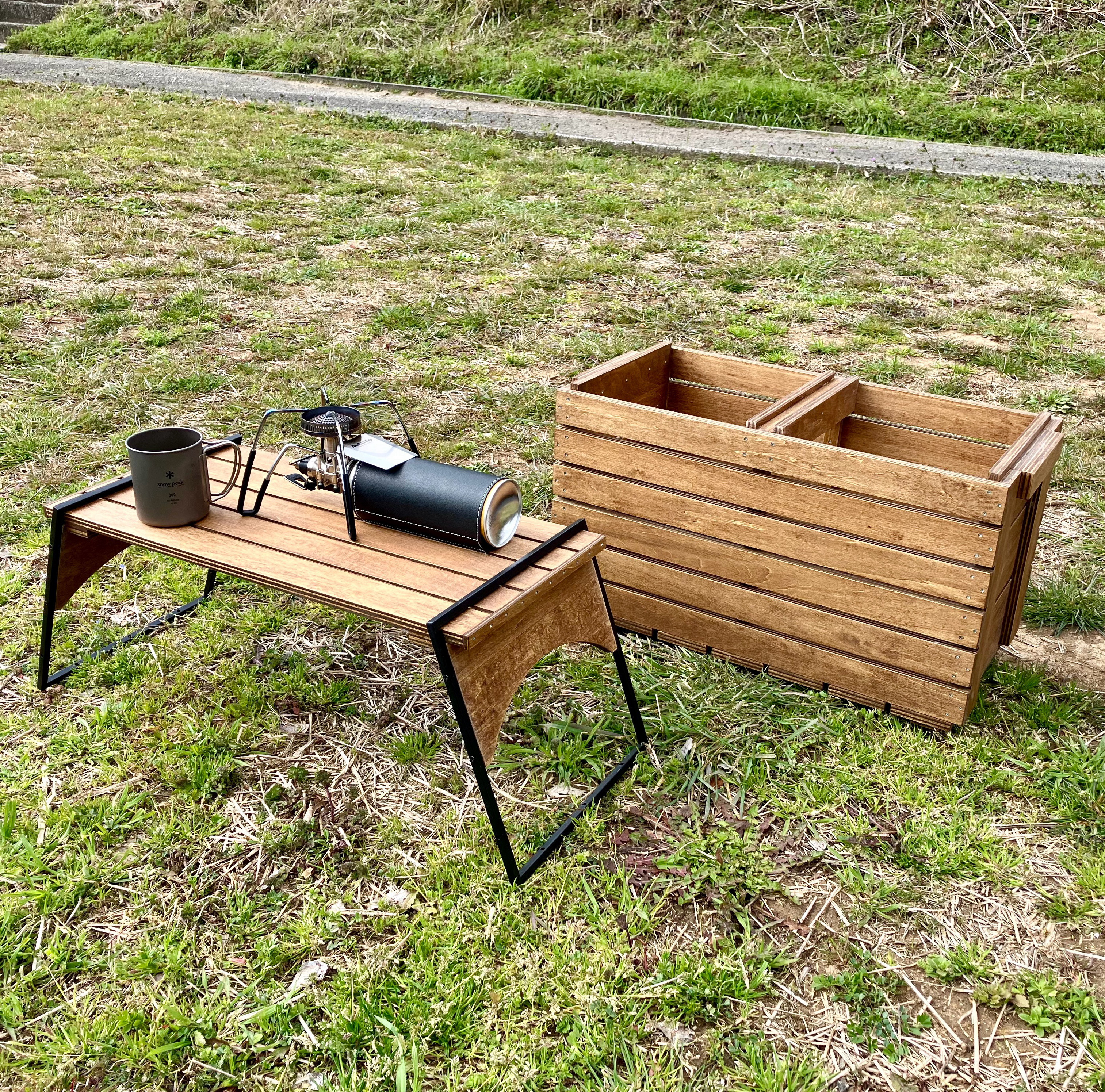 2wayテーブル　収納ボックス　キャンプ　ハンドメイド 2wayテーブル 収納ボックス キャンプ ハンドメイド アウトドア