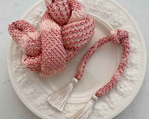 七五三 髪飾り かのこ ちんころセット 正絹 ピンク色 ヘッドドレス