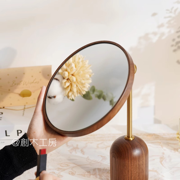 木製ウォールミラー 卓上 レディース 化粧鏡 お洒落 メイク 4枚目の画像
