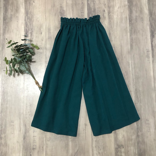 ウールライク＊グリーン＊上品お洒落なガウチョパンツ キュロット