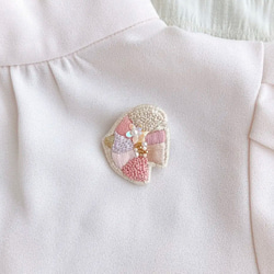 春色 ピンク の 小鳥 刺繍 ブローチ aicco 卒園式 卒業式 入園式 入学式 にも 7枚目の画像