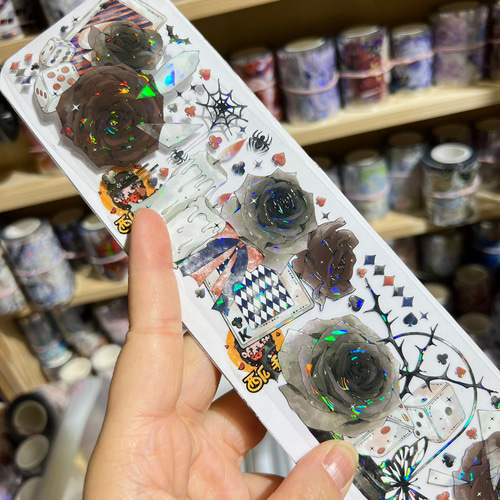 海外PETテープ 切り売り 悪魔の賭け 黒い花 海外マステ