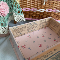 かわいい♪フランスヴィンテージ生地のピンクの箱*　裁縫箱　フランスアンティーク　ヴィンテージ好きさんへ　 15枚目の画像