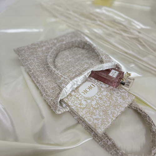 ベージュツイードトートバッグ A4 入学卒業 サブバッグ トートバッグ