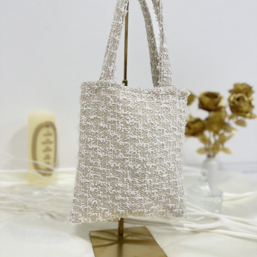 ベージュツイードトートバッグ A4 入学卒業 サブバッグ トートバッグ