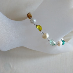 再販♪レインボー&パールブレスレット♪ステンレス♪7色 3枚目の画像