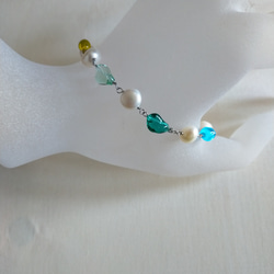 再販♪レインボー&パールブレスレット♪ステンレス♪7色 4枚目の画像