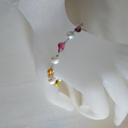 再販♪レインボー&パールブレスレット♪ステンレス♪7色 6枚目の画像