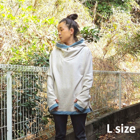 asana ヘンプコットン ふかふか ゆったり フード パーカー・きなり  