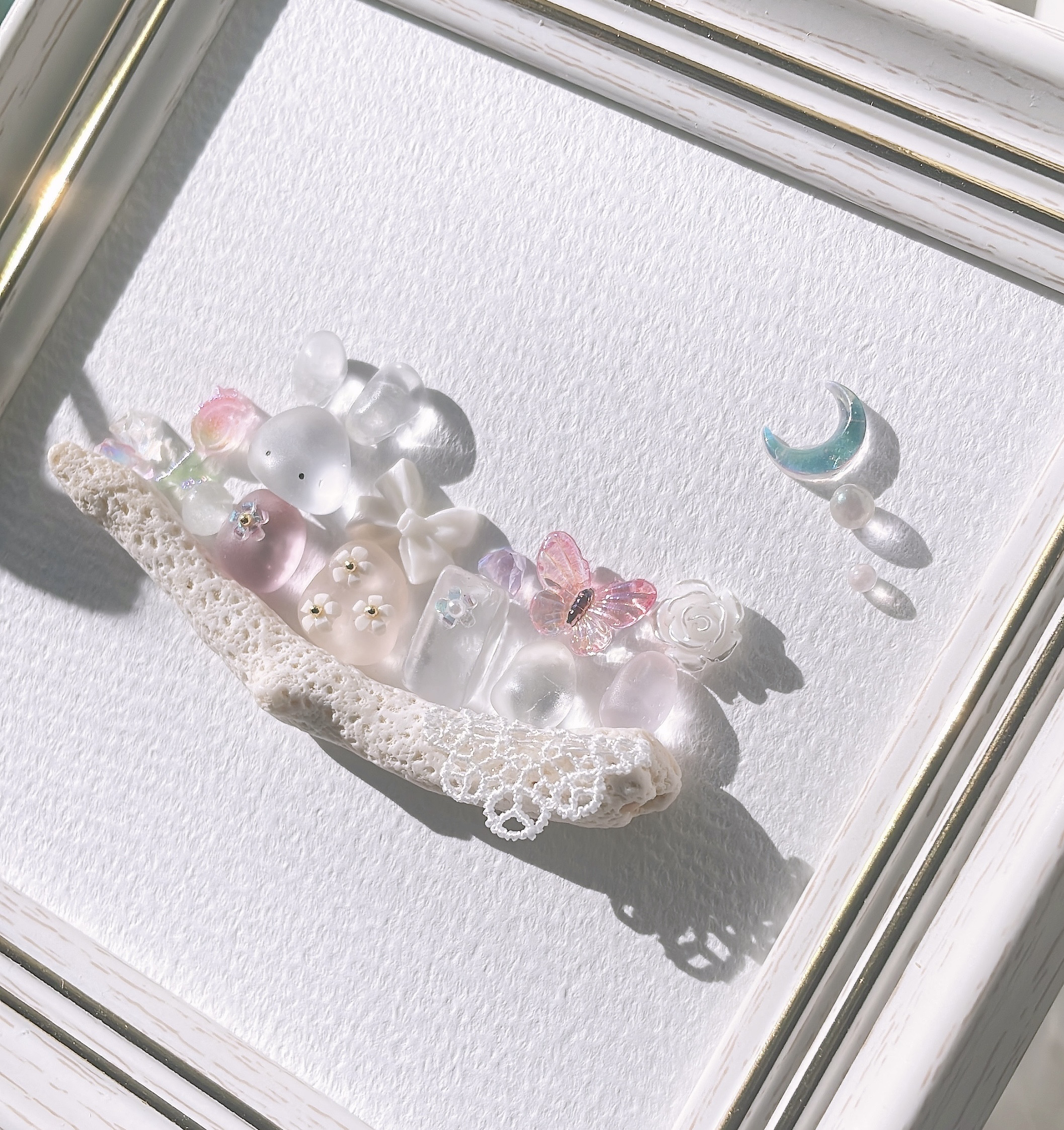 ♡みんなときめくクリスマス うさぎ クマツリーの飾り付け♡シーグラスアート くま