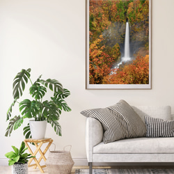 紅葉の白水の滝　インテリアアートポスター　036 3枚目の画像