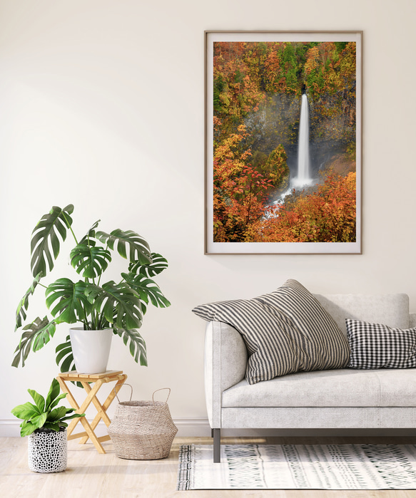 紅葉の白水の滝　インテリアアートポスター　036 3枚目の画像