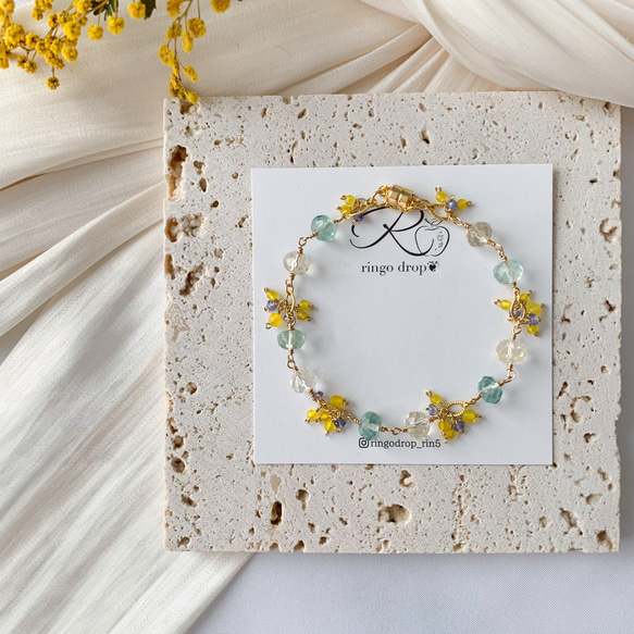 ミモザ Design✴︎ 天然石ブレスレット＊フローライト・シトリン