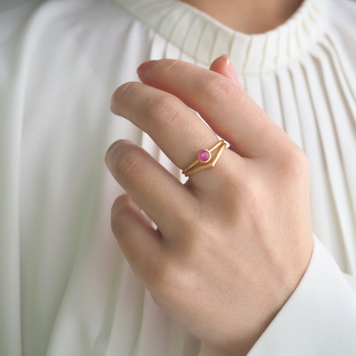 Star Ruby ring -スタールビー- 重ね付け k18 華奢 天然石