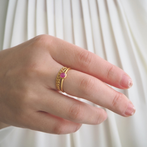 Star Ruby ring -スタールビー- 重ね付け k18 華奢 天然石