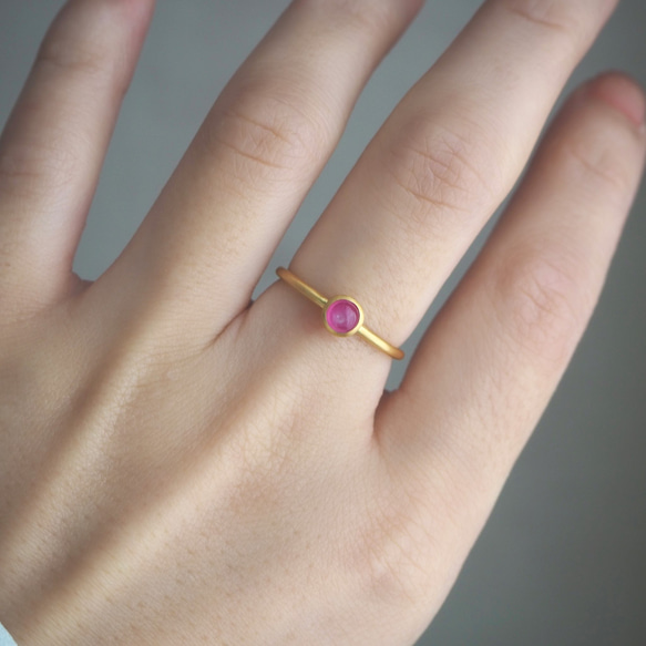 Star Ruby ring -スタールビー- 重ね付け k18 華奢 天然石 アンティーク シンプル リング 6枚目の画像