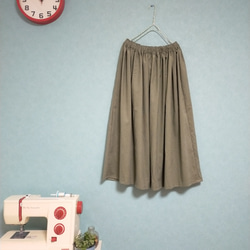 コーデュロイギャザースカート ✦選べる27色✦ 人気セイジグリーン 1枚目の画像