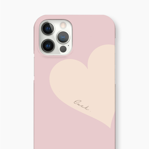 Big Heart♡Pink&Beige　スマホケース　iPhoneケース　文字入れ 4枚目の画像