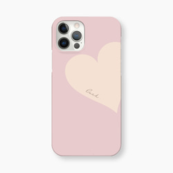 Big Heart♡Pink&Beige　スマホケース　iPhoneケース　文字入れ 1枚目の画像