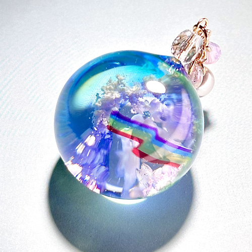 【2024福袋】 バッグチャーム 桜舞う虹の空 レジン バッグチャーム 25mm チャーム