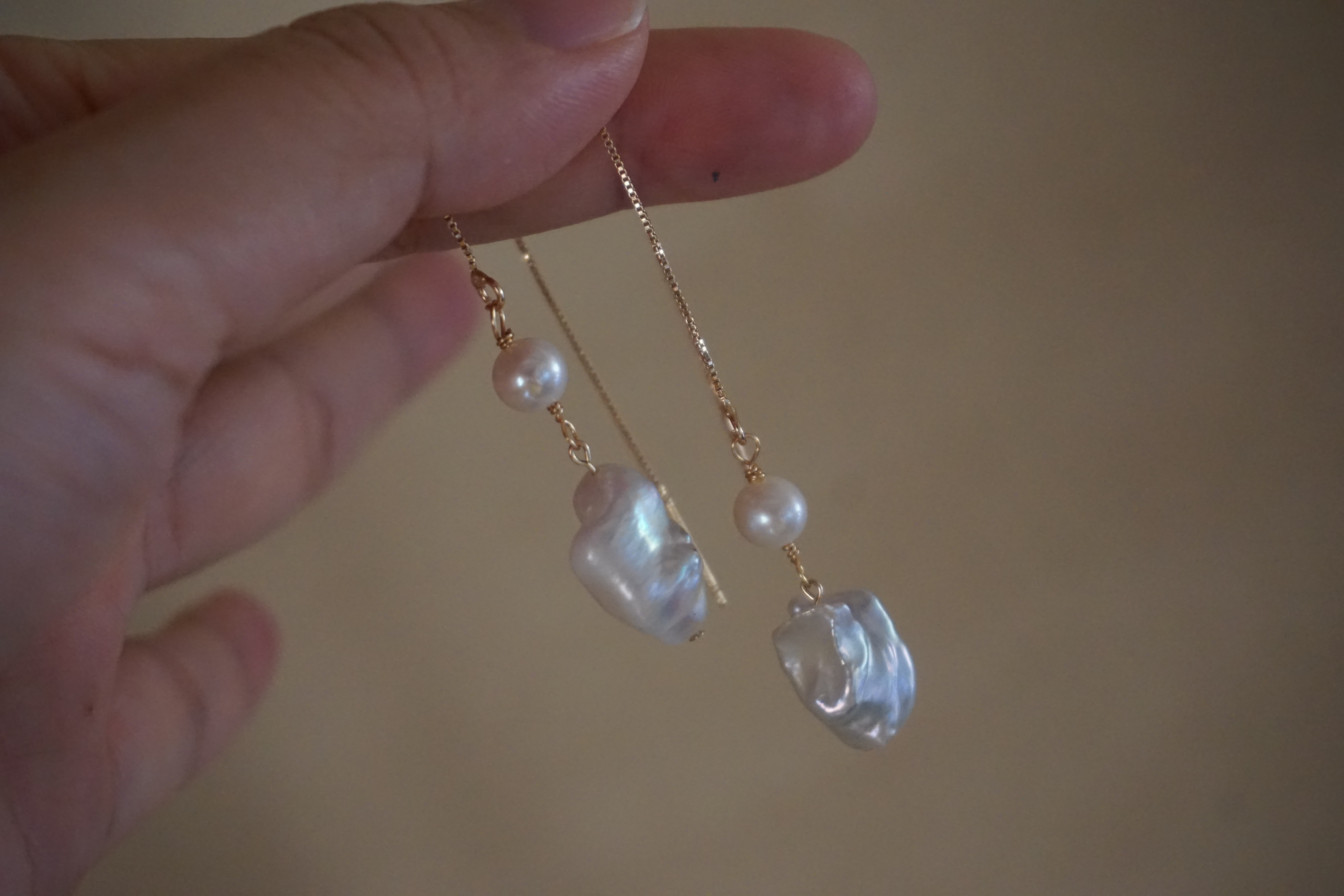 【総14kgf】大粒バロックパール×丸玉パールのピアス／イヤリング