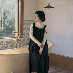 黒日本のレトロなダークパターンジャカードサスペンダードレスノースリーブルーズリトルブラックスカートベストドレス 13枚目の画像