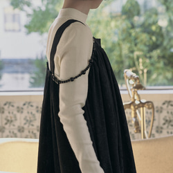 黒日本のレトロなダークパターンジャカードサスペンダードレスノースリーブルーズリトルブラックスカートベストドレス 11枚目の画像