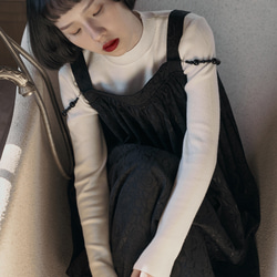 黒日本のレトロなダークパターンジャカードサスペンダードレスノースリーブルーズリトルブラックスカートベストドレス 4枚目の画像