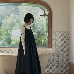 黒日本のレトロなダークパターンジャカードサスペンダードレスノースリーブルーズリトルブラックスカートベストドレス 12枚目の画像