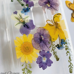 本物のお花 パンジー ドライフラワー 押し花 レトロ シンプル スマホケース 紫 8枚目の画像