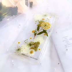 本物のお花 スイセン ドライフラワー 押し花 レトロ シンプル スマホケース 可愛らしい 2枚目の画像