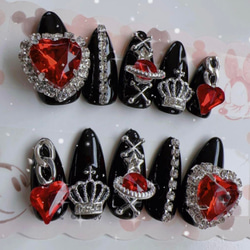 【現品】地雷系 量産型 病み メンヘラ 推し レッド ネイルチップ 2枚目の画像