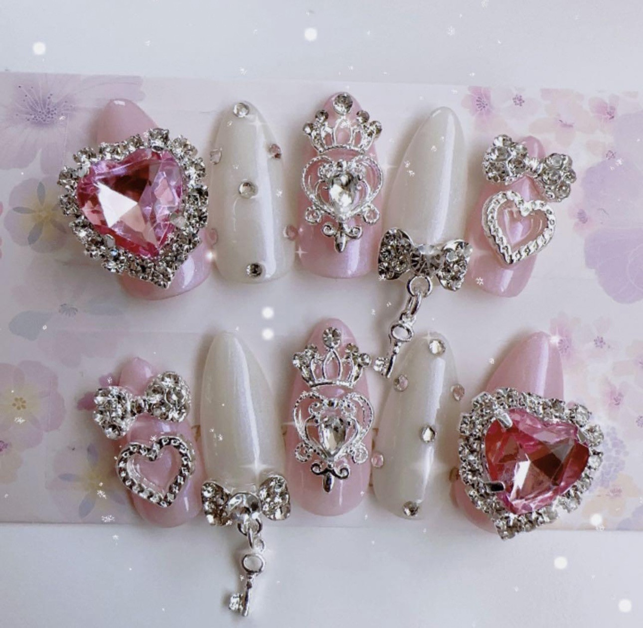 オーダーネイルチップ♡薄紫パープルフレンチガーリー量産型推し韓国