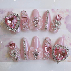 現品】量産型 ゆめかわ 猫 リボン キャラ デコ 3Dパーツ ピンク ネイル