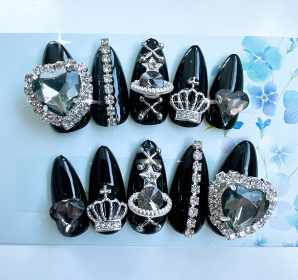 現品】地雷系 量産型 病み メンヘラ 推し ブラック ネイルチップ  