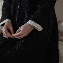 ブラックフレンチレトロガーリースクエアネックリボンドレス小さな香りのドレスルーズリトルブラックスカート 13枚目の画像