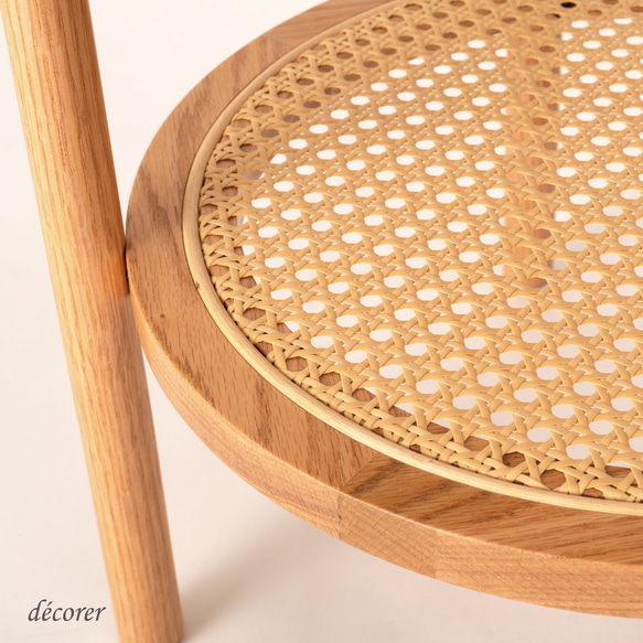 オーク材とラタンかごめ編みのサイドテーブル [ 幅40cm 高さ50cm : 2色 ] 北欧スタイル 無垢 手編み 木製 13枚目の画像