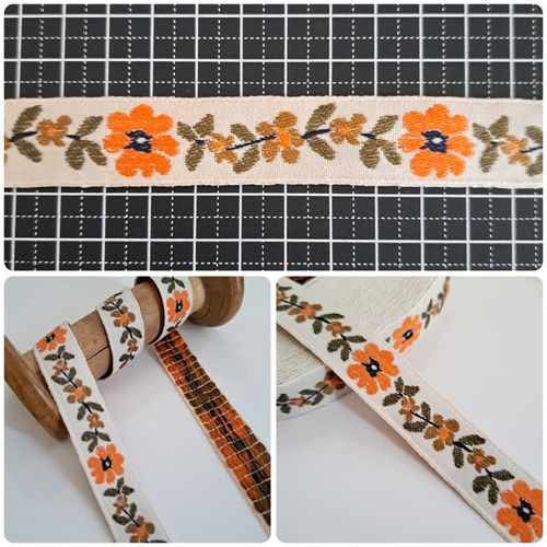 993 チロリアンテープ 刺繍リボン レトロ 花柄 リボン・テープ チロ