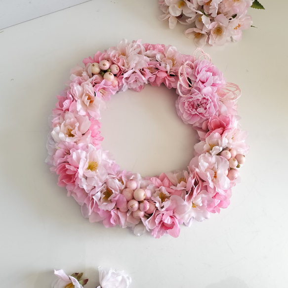 ◆送料無料◆春リース　桜のリース(アートフラワー)　卒業入学お祝いにも 7枚目の画像