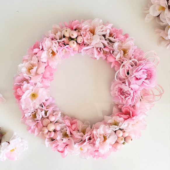 桜のリース スプリングリース ひな祭り アートフラワー 卒業祝い 入学