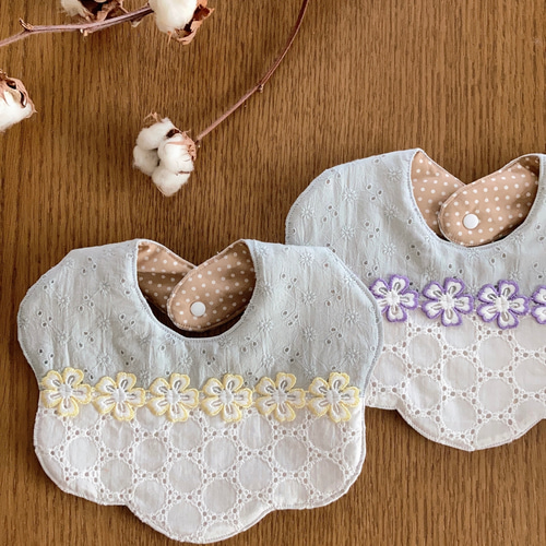 ハンドメイドスタイ　たまご型　チェック　レース ハンドメイドスタイたまご型チェックレース