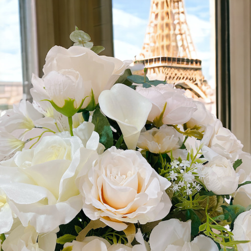 artflower 大型 造花 フラワーアレンジメント ホワイトローズ artflower 大型 造花 フラワーアレンジメント ホワイトローズ