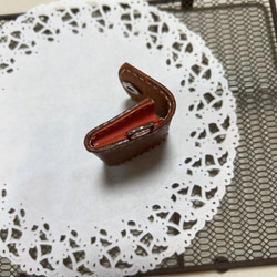 レザー　本革　ストラップ付きコインケース　赤×茶　レッド×ブラウン 3枚目の画像